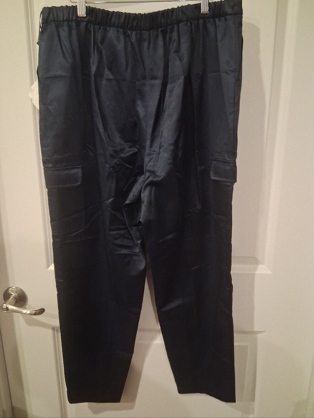 NEW Donna Karan New York Black Satin Dress Pants w Side Pockets Lady's Large